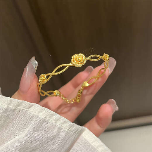 Library selection of explosive gold wrapped rose bracelet for women 2024 new sweet style double layer wrapped design bracelet rose bracelet