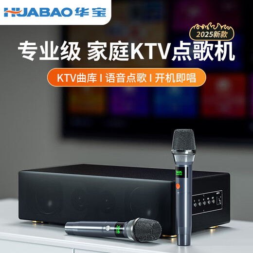 Huabao KTV audio and video all-in-one machine outdoor K song square dance portable network touch screen karaoke machine home karaoke with screen speaker trolley audio video trolley speaker A31 home movie K all in one machine + dual microphones