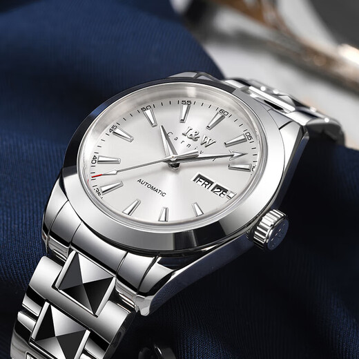 I/W CARNIVAL HWGUOJI Swiss brand watch top ten brands men's watch fully automatic mechanical watch imported movement business waterproof watch Tungsten steel silver-white-829 [upgraded imported movement]