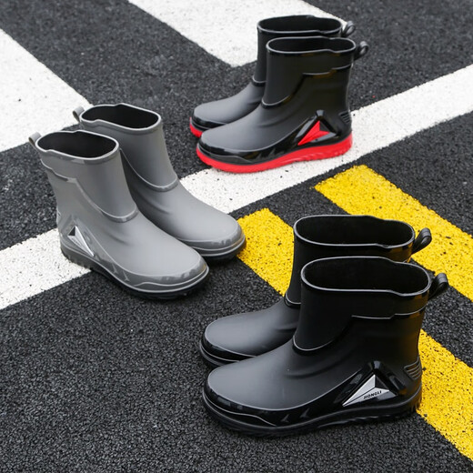 JCZS Bottes de pluie allemandes pour hommes non glissés pour l'usure pour les hommes imperméables et à la mode des chaussures d'eau du tube moyen 2025 Nouvelles chaussures en caoutchouc importées en été noir plus étanche (taille standard) 42