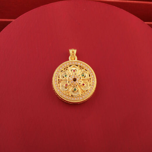 ZHIO 18K gold Hetian Jade six-character mantra compass pendant for women single pendant without chain AU750 gold pendant 18K gold (about 21*6mm) FSDZ0019