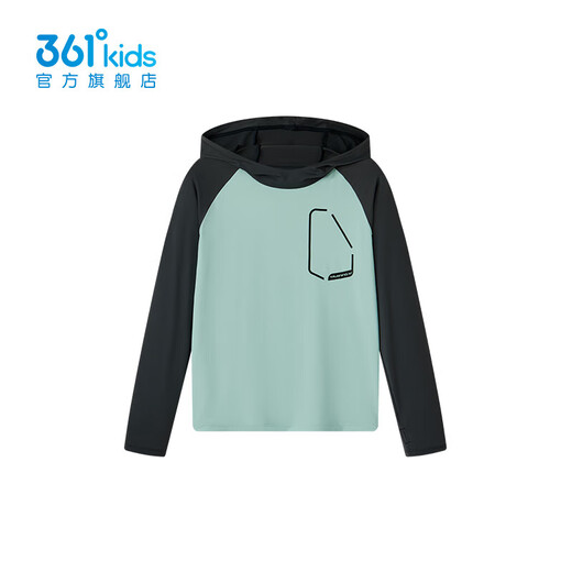 361 Children's clothing boys' hooded long-sleeved sweater 2025 spring new style medium and large children's tops sun protection base layer Hong Kong gray green/gravel gray 170