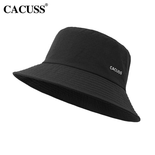 CACUSS帽子男士夏季双面戴渔夫帽户外骑行遮阳太阳帽防紫外线防晒帽黑大