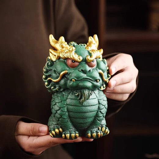 BOSSY Forbidden City Cultural and Creative Style National Trend Lucky Tea Pet Ornaments Living Room Entrance Handicrafts Souvenirs Office Desktop Ornaments Fulong Ornaments Set