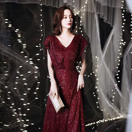 
Miaomiaoxi fishtail skirt evening dress for women high-end light luxury niche 2025 new toast suit banquet engagement host annual meeting champagne color L