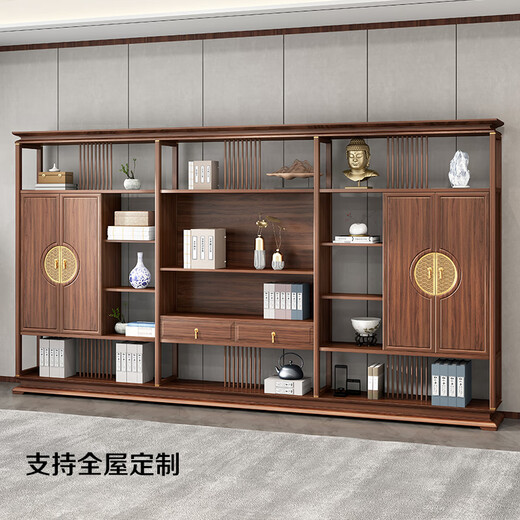 Xinshiya New Chinese Style Black Gold Boss Desk Chairman Manager Leader Desk President Solid Wood Executive Desk Solid Wood Furniture 2.8m Desk