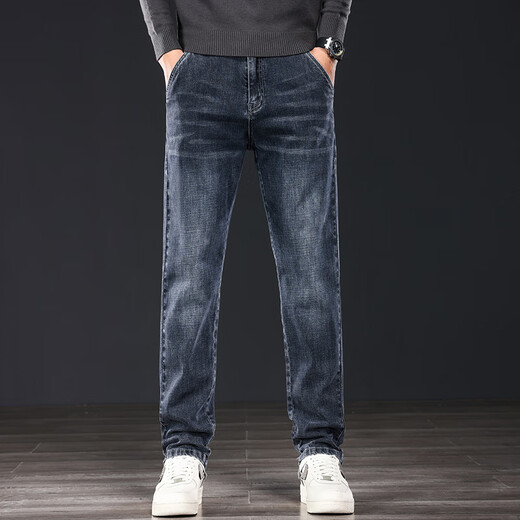 Specht -Jeans Herren Frühling und Herbst Black Slim Elastic Dick große Größe lässig vielseitige Hose Männer 967 Schwarz 28