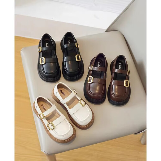 Ciyu Girls Loafers 2025 Girls Princess Black Small Leather Shoes New Children's Breathable Single Shoes Soft Sole Korean Version Performance 801 Black 35 Inner Length 21.6cm (Suitable for 20.6cm Foot Length)