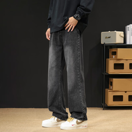 Maybeyond American Jeans Men's Men's Summer High Street Loose Pantalon Straight Pantal