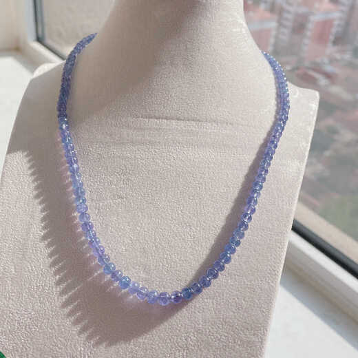 DRJEFUN tanzanite plain abacus bead necklace colorful gift for elders clavicle chain large particles