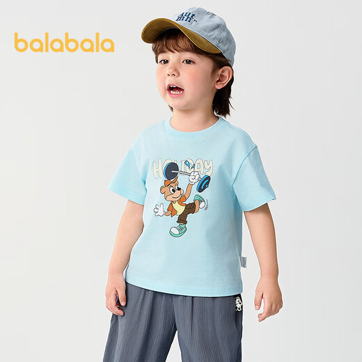 Balabala children's clothing children's t-shirt short-sleeved tops girls boys 2025 summer clothes moisture-absorbent and quick-drying 208225117212