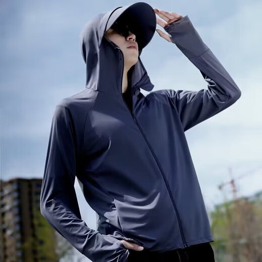 Ice Silk Sun Protection Vêtements Veste respirante à séchage rapide pour hommes Costume de pêche extérieure de grande taille Sports Running Couple de protection solaire Vêtements Gris clair 3xl