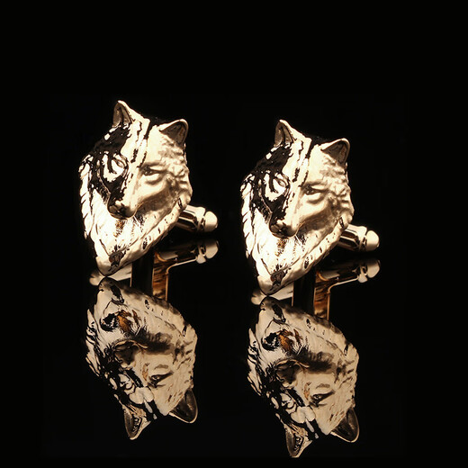 猎尚【礼盒装】男士西装法式袖扣袖钉CUFFLINKS袖口钉金色袖扣 金色 金色瓦片袖扣