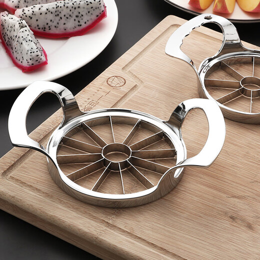 FANCYCHIC Stainless Steel Apple Cutting Tool Large Fruit Divider Multifunctional Peeling and Core Separation Tool Slicer 12-cut 304 Stainless Steel-Blade 10cm