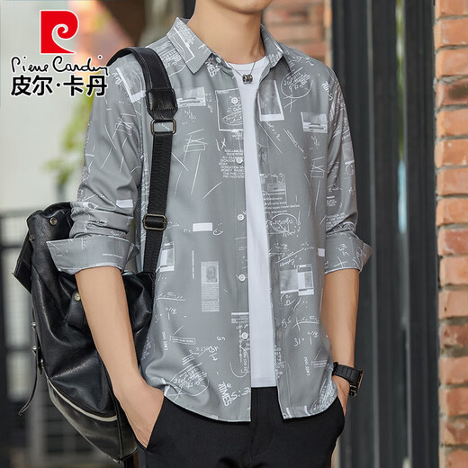 皮尔卡丹（pierre cardin）2025春秋男士长袖衬衫冰丝薄款防晒外穿宽松百搭衬衣潮流帅气坠感 卡其色 6169 M 90-110斤