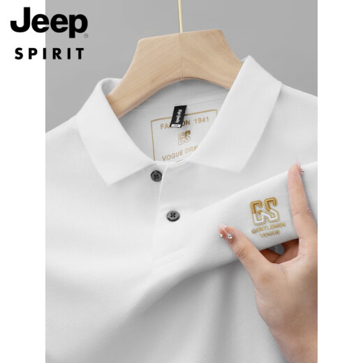 JEEP SPIRIT夏季新款棉质男士短袖POLO.衫刺绣翻领T恤大码百搭半袖男装 6628紫色【主图款】 XL 52【建议140-160斤】