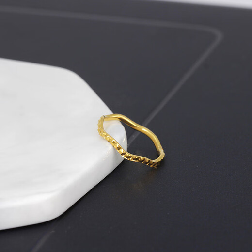 Pulian 18K rose gold baby's breath wavy women's ring tail ring brand platinum gold plain gold fashion reverse diamond 18K gold 16#1.2g