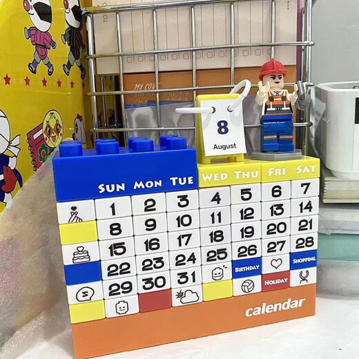 [Schulsaison] DIY -Cartoon -Bausteine ​​Perpetual Kalender Kalender kreativer Kinder für Erwachsene Spielzeugkalender Kalender Geschenk Rennfahrer Kalender Bausteine