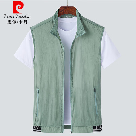 皮尔卡丹（pierre cardin）马甲男士夏季薄款冰丝外穿潮流背心户外防晒休闲宽松钓鱼立领马夹 6301孔雀蓝(高品冰丝) 凉感面料 XL 140-160(斤)
