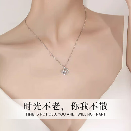 Chow Pak Fook sterling silver eucalyptus and bird necklace for women 2025 new light luxury clavicle chain pendant birthday gift for girlfriend