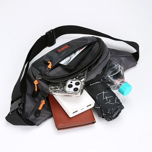 Belt bag men's multifunctional new sports mobile phone bag cashier bag running bag large capacity outdoor chest bag BJ680 black