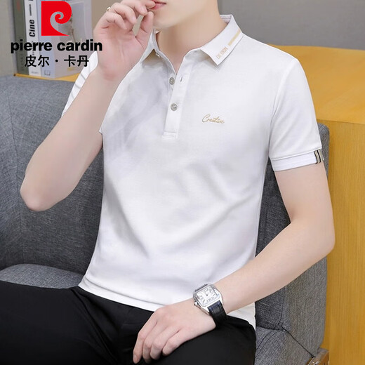 
Pierre cardin (pierre cardin) bead floor cotton short-sleeved T-shirt for men's trend 2025 summer new business youth lapel POLO half-sleeved top 683 dark blue XL