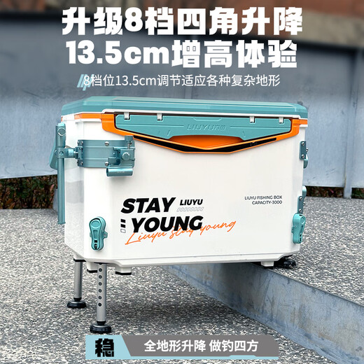 
Liuyu 2025 new ultra-light large capacity wild fishing black pit fishing equipment thickened fishing box to sit 30L right-hand version