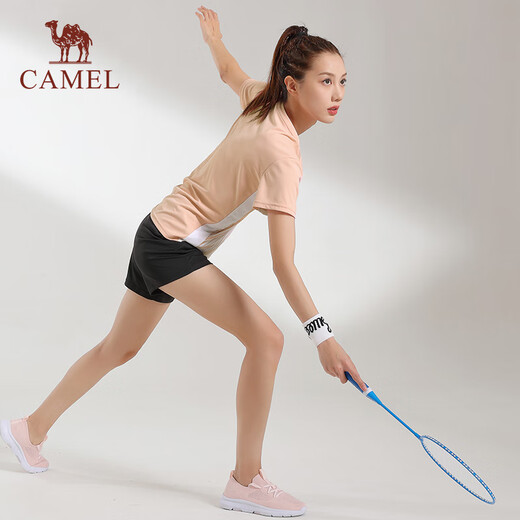 骆驼（CAMEL）羽毛球服套装速干运动T恤短裤针织短袖两件套Y1S1TF653A5 L