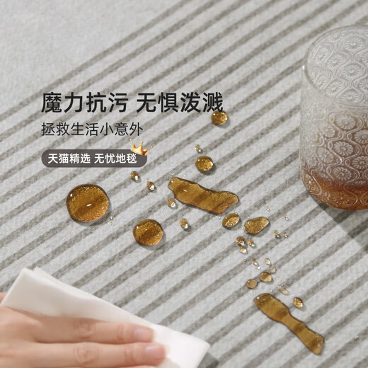 然也客厅地毯轻奢感免洗易打理可擦家用卧室耐脏防水加厚大尺寸地 现代15601 1件 150*200CM