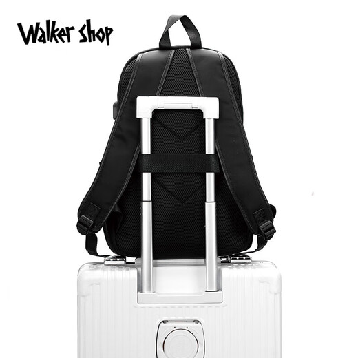Walker Shop [Brand Selection] Men's Backpack Simple Large Capacity Computer Bag Backpack Men's Backpack Waterproof Travel Bag Black