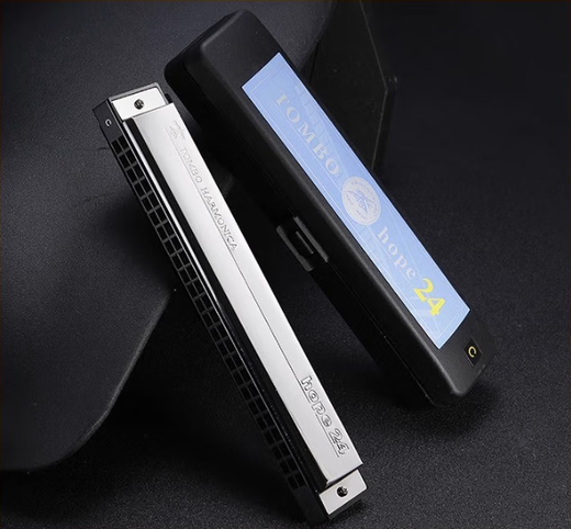 
Tongbao Japan TOMBO24 hole polyphonic harmonica 6624 classic model entry-level children's adult male and female performance exercises 24 hole #G = Ab tune Full set of gifts