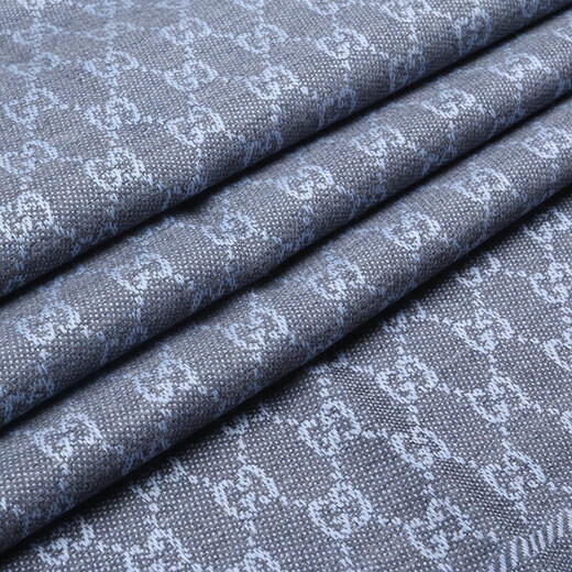 GUCCI-Schal, Unisex, Logo, Jacquard, wendbar, Wolle, Quastenschal, chinesischer Valentinstag, Blau/Grau, 411115 3G200 1369