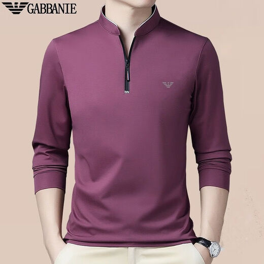Armani im mittleren Alter mit langer Ärmeln T-Shirt Herbst und Winter Casual Plus samt warmer Standkragen Pullover halb Reißverschluss Basishemd Ga/6623 Baolan Thin Model M 165