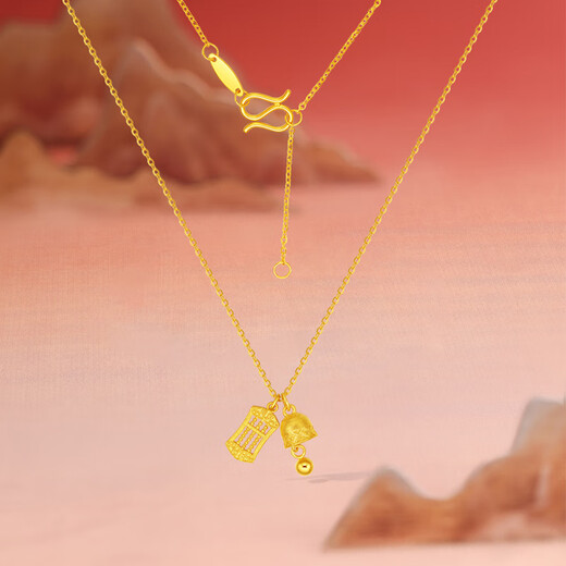 Saturday blessing and peace bell abacus gold necklace women's gold pendant birthday gift price A0615183 about 3.46g