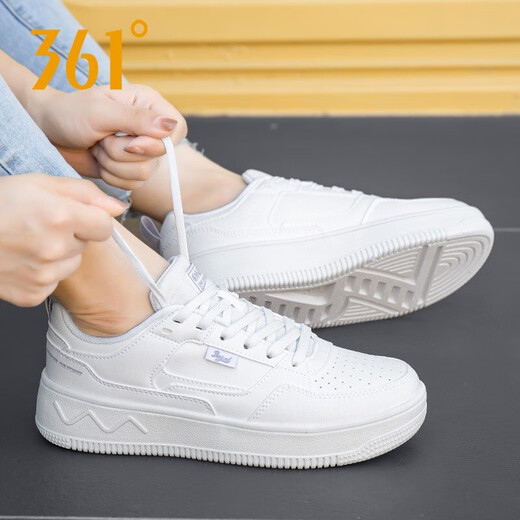 361 Frauenschuhe, Leder, wasserresistente dicke Sohle, 2025 neue Luftwaffe Nr. 1 Schuhe Sport und Freizeitschuhe 361 Grad Weiß/Aginal Purple-6623 36