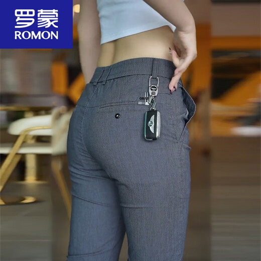 Romon Männer 2025 Frühlings- und Sommer Neue Straight Tend Light Business Elastizität vielseitiger Männer lässig Hosen Herren-Vater Anzug T838 Khaki 28