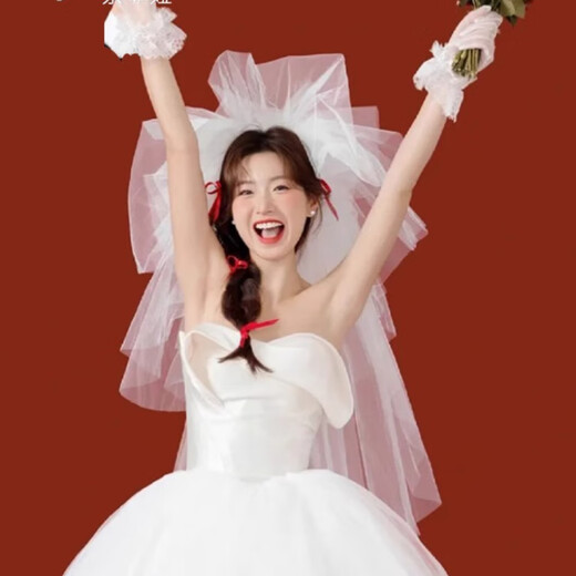 Le style de mariage de la mariée de Bian Qixin, la coiffure, les accessoires de cheveux, la robe de mariée, le certificat de mariage, les accessoires de proposition, la photo de studio photo, la photo de voyage, le fil de style fil gonflé, environ 80 cm (avec peigne à cheveux en métal)
