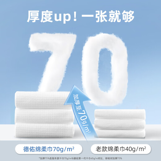 Deyou cotton soft towel baby 80*10 pack disposable facial cleansing towel thickened dry and wet dual-use cotton soft facial cleansing tissue