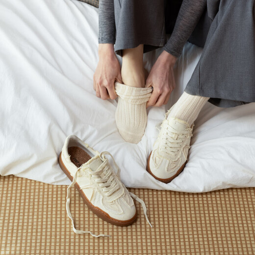 FOOT INDUSTRY 足下工业 「2025新款」须边帆布鞋情侣运动休闲舒适男女同款 珍珠白 43