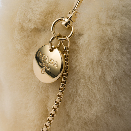 PRADA/Prada gift women's shearling mini clutch shoulder bag light brown