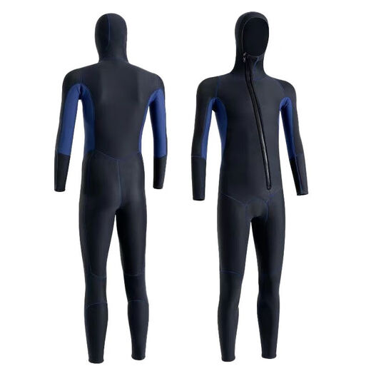 Zailu winter swimming warm swimsuit men's wetsuit hooded thickened 3 cold-proof wet surfing suit snorkeling one-piece wetsuit 3MM hooded color matching hooded S S