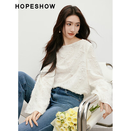 Red sleeves sweet temperament chiffon blouse 2025 spring new women's feather cut tassel one-line collar niche short top gray pink 111 S