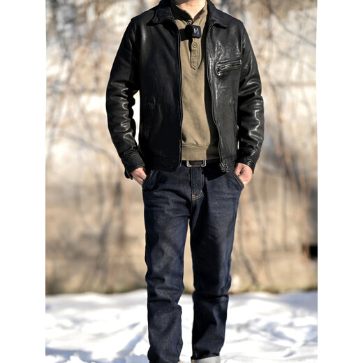 Jeep Spirit Greil en cuir en cuir veste pour la tête de tête pour hommes couches de mouton de mouton veste en cuir belle pour courte veste rétro pour hommes pour hommes à la mode pour hommes xl