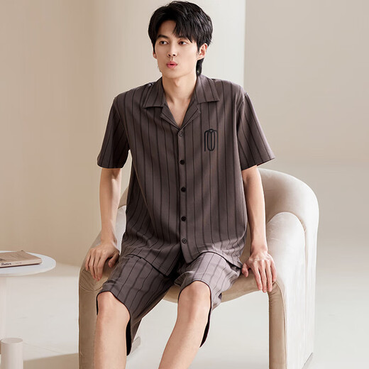 俞兆林（YUZHAOLIN）睡衣男纯棉夏季短袖短裤2025年新款夏天男士家居服套装大码可外穿 NSALM-LMSJ9226 XL (建议125-150斤)