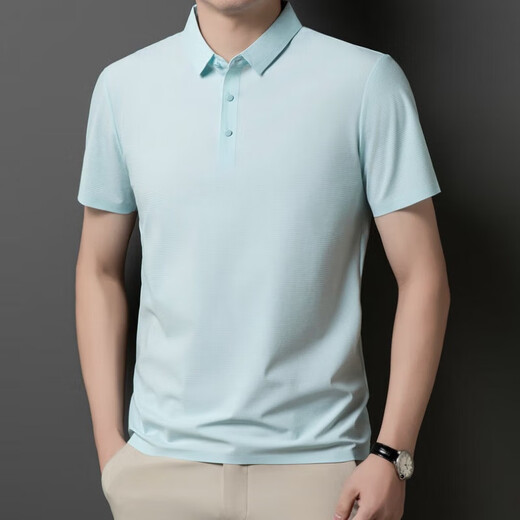 King of King of Trueves endorses summer thin ice silk short-sleeved men's large-size loose POLO shirt cool breathable quick-drying top BYBL-12357 black L