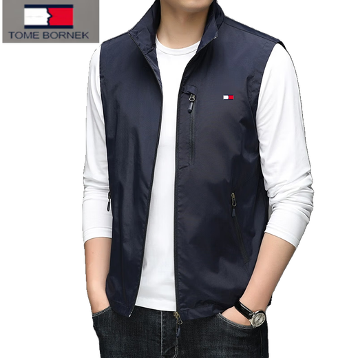 Tommy Hee Kelly Tommy Men's Men's Spring and Automne Automne Mink Stand-Link Veste Veste gilet extérieur Tendance de gilet sans manches décontracté polyvalent 686 Kaki L [Poids suggéré 115-130 Jin [Jin est égal à 0,5 kg]]]