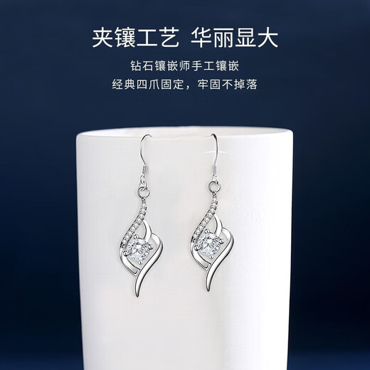China Gold (CHINA GOLD) Qingcheng pure silver earrings for women, high-end silver earrings, earrings, birthday gifts for girlfriends and wives, wedding anniversary Qingcheng earrings-Topaz Jingsuda