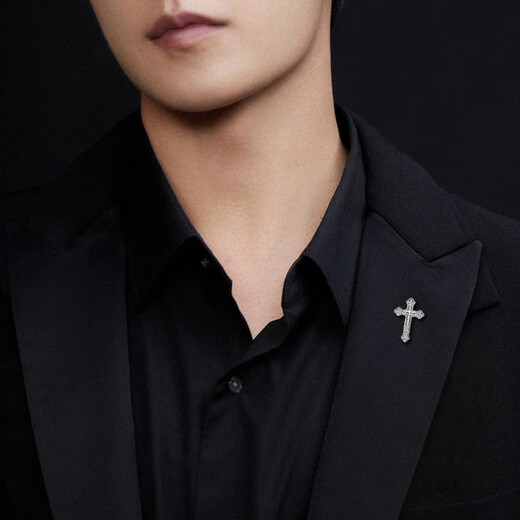 Kuxuan cross brooch men's suit accessories high-end corsage simple shirt collar pin clothes badge decorative buckle pin gold one
