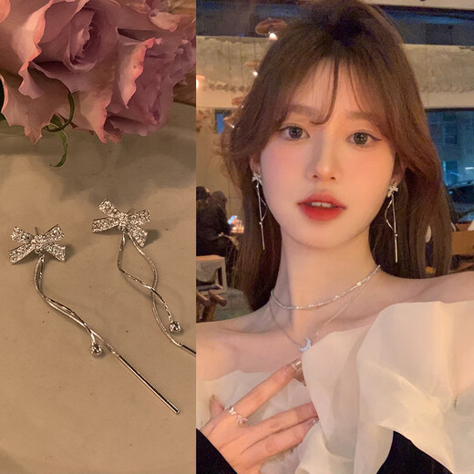 Nianfu ear clip earrings for women without pierced ears, new style, autumn and winter simple design, retro earrings, mid-autumn gifts for girls, triangular ear clip, French bow