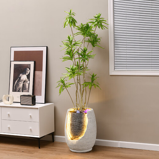 Phty Wohnzimmer bodengesteuertes Ornamente Modernes Licht Luxus High-End Nordic Flowing Water Fountain Ornamente Zirkulationswasserdekoration 9928a Wasser Bonsai + Simulierte grüne Pflanze a